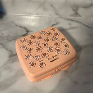 Tupperware Peach Floral Food Container